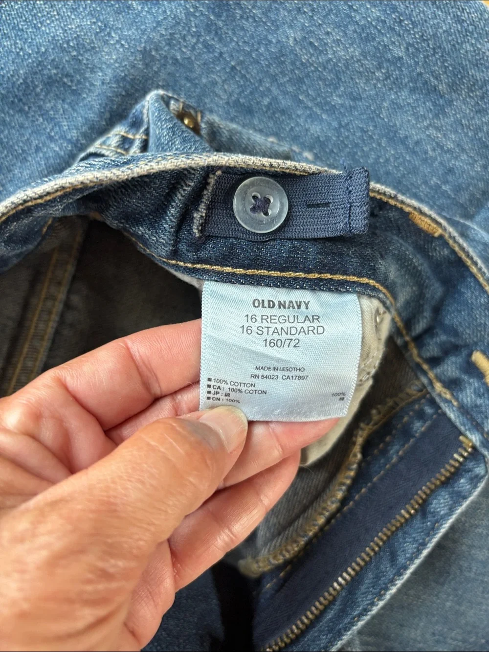 NWT Old Navy Loose Ample Baggy Jeans 16 Regular Youth Adjustable Waist